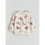 Lc Waikiki Yeni Sezon Bisiklet Yaka Baskılı Kız Çocuk Kalın Sweatshirt - Ekru - 1 - 2 Yaş