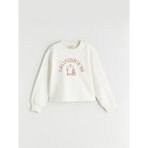 Lc Waikiki Yeni Sezon Bisiklet Yaka Baskılı Kız Çocuk Sweatshirt - Ekru - 10 - 11 Yaş