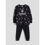Lc Waikiki Yeni Sezon Bisiklet Yaka Beşiktaş Baskılı Erkek Çocuk Pijama Takımı - Siyah - 12 - 13 Yaş