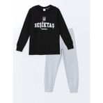 Lc Waikiki Yeni Sezon Bisiklet Yaka Beşiktaş Baskılı Erkek Çocuk Pijama Takımı - Siyah - 4 - 5 Yaş