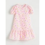Lc Waikiki Yeni Sezon Bisiklet Yaka Çiçek Desenli Kız Çocuk Elbise - Pembe - 7 - 8 Yaş