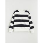 Lc Waikiki Yeni Sezon Bisiklet Yaka Çizgili Kız Çocuk Kalın Sweatshirt - Siyah - 10 - 11 Yaş