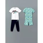 Lc Waikiki Yeni Sezon Bisiklet Yaka Erkek Çocuk Pijama Takımı 2'li - Beyaz - 6 - 7 Yaş