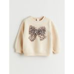 Lc Waikiki Yeni Sezon Bisiklet Yaka Fiyonk Baskılı Kız Çocuk Sweatshirt - Bej - 9 - 12 Ay