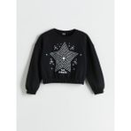 Lc Waikiki Yeni Sezon Bisiklet Yaka Kız Çocuk Sweatshirt - Siyah - 7 - 8 Yaş