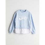 Lc Waikiki Yeni Sezon Bisiklet Yaka Manhattan Baskılı Kız Çocuk Sweatshirt - Mavi - 10 - 11 Yaş