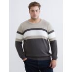 Lc Waikiki Yeni Sezon Bisiklet Yaka Renk Bloklu Erkek Triko Kazak - Haki - 3XL - 4XL