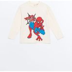 Lc Waikiki Yeni Sezon Bisiklet Yaka Spider-Man Baskılı Erkek Bebek Tişört - Bej - 2 - 3 Yaş