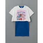 Lc Waikiki Yeni Sezon Bisiklet Yaka Stitch ve Angel Baskılı Kız Çocuk Tişört ve Elbise - Beyaz - 6 - 7 Yaş