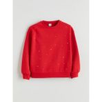 Lc Waikiki Yeni Sezon Bisiklet Yaka Taşlı Kız Çocuk Sweatshirt - Kırmızı - 10 - 11 Yaş