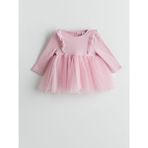 Lc Waikiki Yeni Sezon Bisiklet Yaka Tütülü Kız Bebek Elbise - 2 - 3 Yaş - Pembe