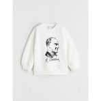 Lc Waikiki Yeni Sezon Bisiklet Yaka Uzun Kollu Atatürk Baskılı Kız Bebek Sweatshirt - Ekru - 1 - 2 Yaş