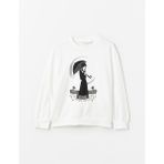 Lc Waikiki Yeni Sezon Bisiklet Yaka Wednesday Baskılı Uzun Kollu Kız Çocuk Sweatshirt - Ekru - 12 - 13 Yaş