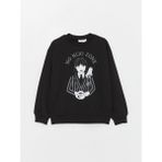 Lc Waikiki Yeni Sezon Bisiklet Yaka Wednesday Baskılı Uzun Kollu Kız Çocuk Sweatshirt - Siyah - 12 - 13 Yaş