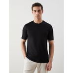 Lc Waikiki Yeni Sezon Büyük Beden Bisiklet Yaka Penye Erkek Tişört - Siyah - 3XL