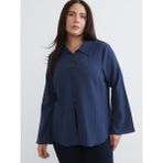 Lc Waikiki Yeni Sezon Büyük Beden Dokulu Poplin Kadın Gömlek - 3XL - Lacivert