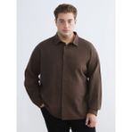 Lc Waikiki Yeni Sezon Büyük Beden Regular Fit Uzun Kollu Keten Görünümlü Erkek Gömlek - 4XL - Kahverengi