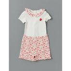 Lc Waikiki Yeni Sezon Çiçekli Kız Bebek Çıtçıtlı Body ve Şort 2'li - Ekru - 0 - 1 Ay