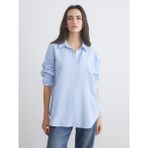 Lc Waikiki Yeni Sezon Çizgili Oversize Kadın Gömlek - 2XL - Mavi