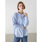 Lc Waikiki Yeni Sezon Çizgili Oversize Kadın Gömlek - XL - Mavi