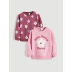 Lc Waikiki Yeni Sezon Desenli Kız Çocuk Kalın Sweatshirt - Pembe - 4 - 5 Yaş