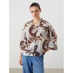 Lc Waikiki Yeni Sezon Desenli Oversize Kadın Gömlek - XL - Kahverengi