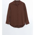 Lc Waikiki Yeni Sezon Dokulu Krinkle Kadin Gomlek - S5KA27Z8 - Kahverengi - 38