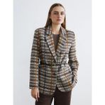 Lc Waikiki Yeni Sezon Ekose Kemerli Kadın Tüvit Blazer Ceket - 36 - Bej