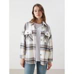 Lc Waikiki Yeni Sezon Ekose Oversize Kadın Oduncu Gömlek - XL - 2XL - Gri