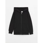 Lc Waikiki Yeni Sezon Kapüşonlu Basic Uzun Kollu Kız Çocuk Fermuarlı Sweatshirt - Siyah - 8 - 9 Yaş