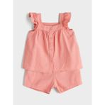 Lc Waikiki Yeni Sezon Kare Yaka Basic Kız Bebek Bluz ve Şort 2'li - Pembe - 9 - 12 Ay