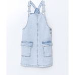 Lc Waikiki Yeni Sezon Kare Yaka Kız Çocuk Jean Salopet Elbise - 5 - 6 Yaş - Mavi