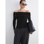 Lc Waikiki Yeni Sezon Kayık Yaka Kadın Triko Kazak - Siyah - 2XL
