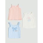 Lc Waikiki Yeni Sezon Kurdele Detaylı Kız Bebek Atlet 3'lü - Pembe - 1 - 3 Ay