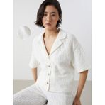 Lc Waikiki Yeni Sezon Loose Fit Dokulu Kadın Gömlek - XL - Ekru