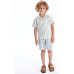 Lc Waikiki Yeni Sezon Müslin Çizgili Erkek Çocuk Şort - Bej - 5 - 6 Yaş