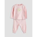Lc Waikiki Yeni Sezon Nakışlı Kız Bebek Bluz ve Pantolon 2'li - 9 - 12 Ay - Pembe