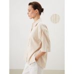 Lc Waikiki Yeni Sezon Oversize Dokulu Kadın Gömlek - XS - S - Bej