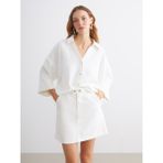 Lc Waikiki Yeni Sezon Oversize Poplin Kadın Gömlek - 2XL - Ekru