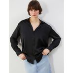 Lc Waikiki Yeni Sezon Oversize Saten Kadın Gömlek - 36 - Siyah