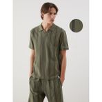 Lc Waikiki Yeni Sezon Polo Yaka Çizgili Erkek Dokulu Tişört - Haki - XS