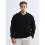 Lc Waikiki Yeni Sezon Polo Yaka Erkek Triko Kazak - Siyah - 3XL - 4XL