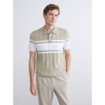 Lc Waikiki Yeni Sezon Polo Yaka Kısa Kollu Çizgili Erkek Triko Kazak - Bej - XL