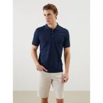 Lc Waikiki Yeni Sezon Polo Yaka Kısa Kollu Desenli Pike Erkek Tişört - Lacivert - XL
