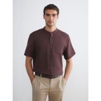 Lc Waikiki Yeni Sezon Regular Fit Hakim Yaka Kısa Kollu %100 Keten Erkek Gömlek - XL - Kahverengi