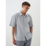 Lc Waikiki Yeni Sezon Regular Fit Kısa Kollu Çizgili Armürlü Erkek Gömlek - 2XL - Mavi
