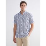 Lc Waikiki Yeni Sezon Regular Fit Kısa Kollu Çizgili Erkek Gömlek - XL - Lacivert