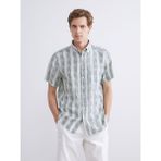 Lc Waikiki Yeni Sezon Regular Fit Kısa Kollu Çizgili Poplin Erkek Gömlek - Yeşil