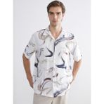 Lc Waikiki Yeni Sezon Regular Fit Kısa Kollu Desenli Viskon Erkek Gömlek - 2XL - Ekru