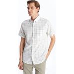 Lc Waikiki Yeni Sezon Regular Fit Kısa Kollu Ekose Armürlü Erkek Gömlek - Beyaz - XL